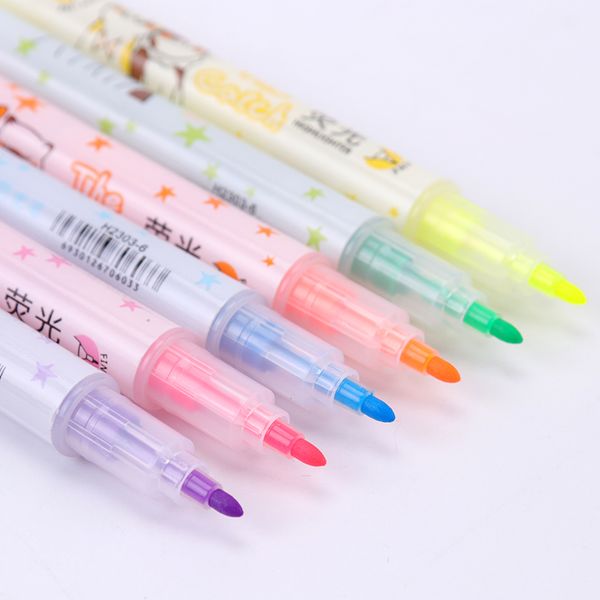 

Double Head Highlighters Art Highlighter Pens Office Markers Watercolor Fluorescent Pen Drawing