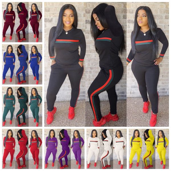 

european spring and autumn solid color stripe long sleeve turtleneck double pocket casual set white pink yellow red support mixed batch, Gray