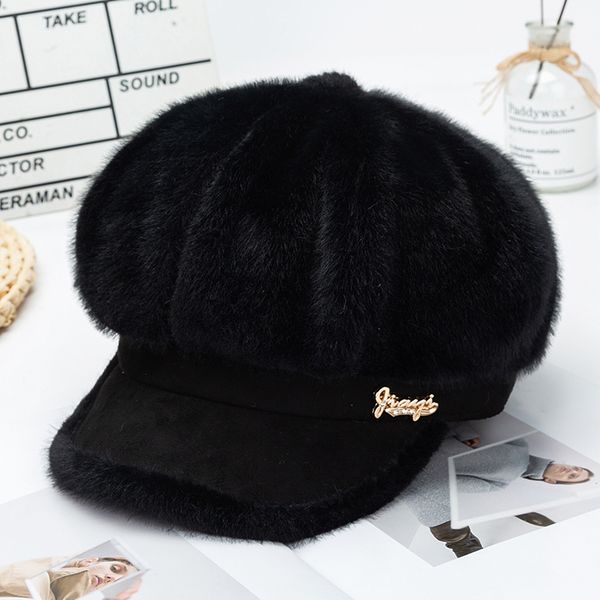 

onidfurow] aux velvet women beret autumn winter octagonal cap hats stylish artist painter newsboy caps black grey beret hats a, Blue;gray