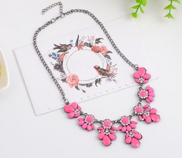 

new designer fluorescent color matching super-good texture crystal metal baitao short summer necklace fashion personality accessories, Silver