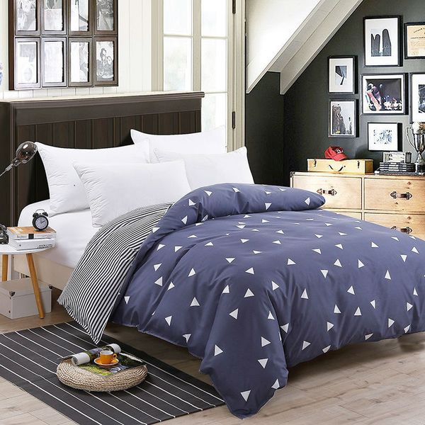 

new 2018 design plain duvet cover 1pc plaid stripes quilt cover queen full 150x200cm/180x220cm/200x230cm 16