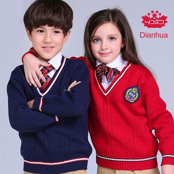 

1g7pt children's knitted sweater boys' and girls' school uniform garden uniform middle sweater pullover and large children&#0, Blue