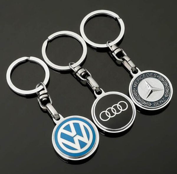 

enamel brand volkswagen audi benz automotive logo kirsite metal key keys advertising key ring chain links, Slivery;golden