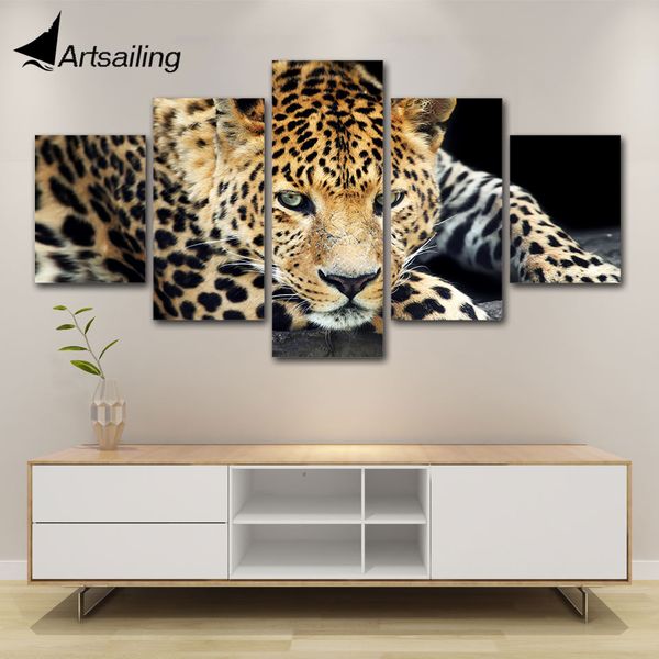 

5 piece canvas art print animal leopard panther painting wall pictures art for livingroom bedroom framework f1820