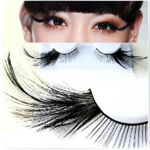 

1 pairs black feather stage exaggerated false eyelashes party masquerade nightclub natural long full strip eye lashes