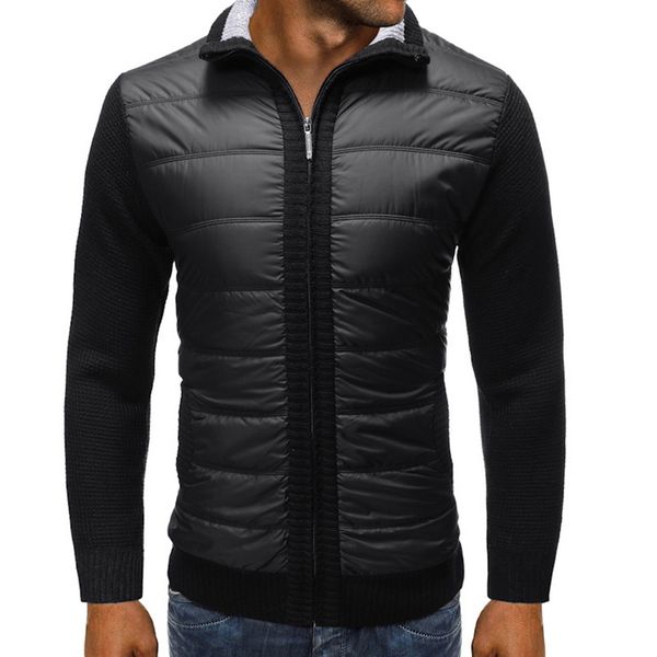 

classic patchwork cardigan men sweater coat casual zipper stand collar coat men clothes male slim autumn outerwear men's, Black;brown