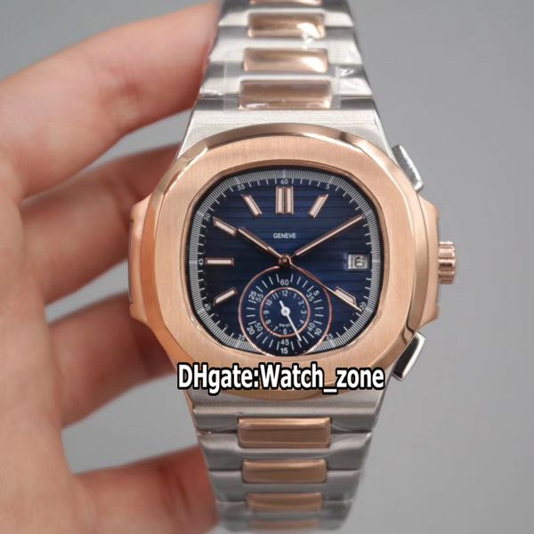 

новый nautilus 40.5 мм 5980/1 5980/1ar-001 автоматический синий текстурный циферблат мужские часы двухцветный золотой стальной браслет спорт, Slivery;brown