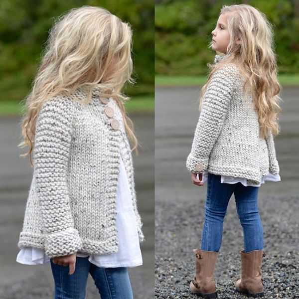 

winter baby sweaters toddler kids baby girls outfit clothes button knitted sweater cardigan coat 2017 drop shipped st22, Blue;gray