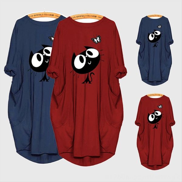 

2020 свободный круглый воротник футболки top пуловеры пуловеры печататься верхний большой размер midi футболка, White