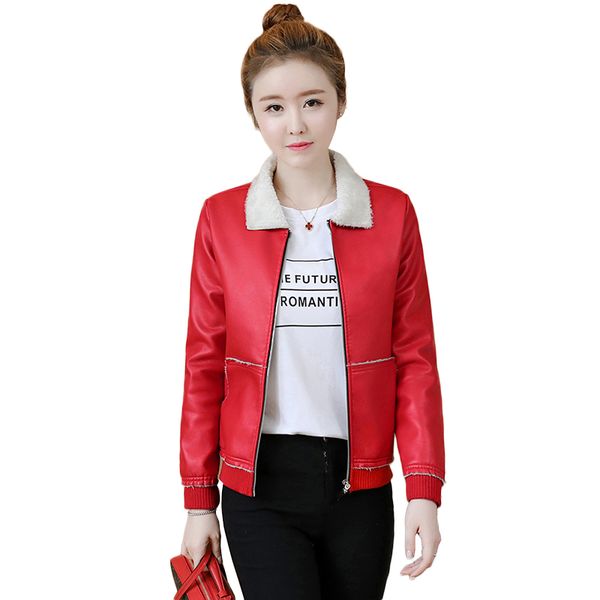 

autumn winter 2018 new fashion leather pu jacket coat fashion black green brown double breasted short jacket outerwear nw1081