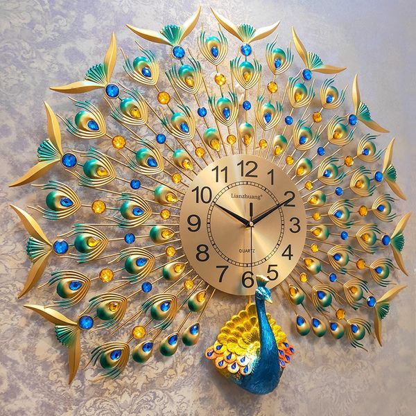 

european style peacock wall clock living room clock creative cool modern art decoration clock mute wall hangers table big wall c desk tabl