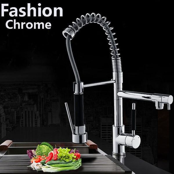 

Modern Chrome Brass Spring Kitchen Faucet Swivel Spout Sink Mixer Tap Deck Mount
