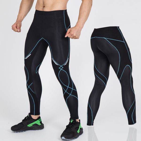 

new design men running pants sports capri pants fitness trainning excersice tight compression 3/4 trousers size s-xxl, Black;blue