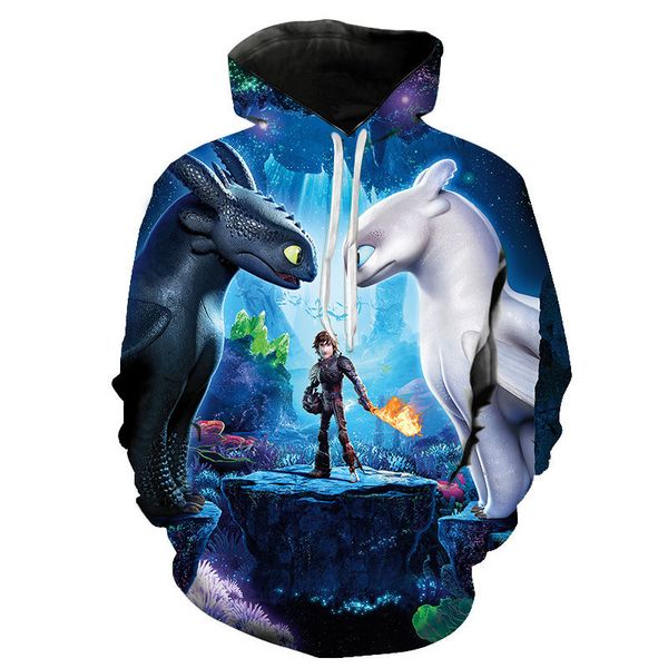 

cartoon anime how to train your dragon the hidden world 3d print hoodies men women children casual cool sweatshirt pullover, Black
