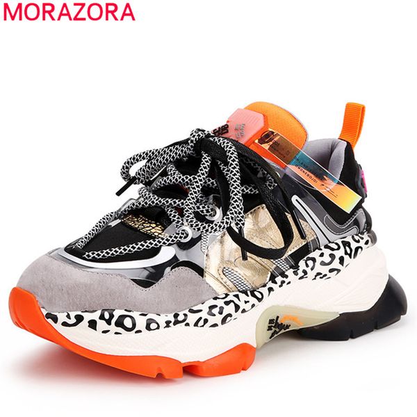 

morazora 2020 new arrival sneakers women flat platform shoes lace up spring autumn fashion comfortable casual shoes ladies, Black