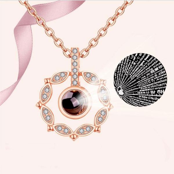 

mom i love you necklace 100 languages love necklaces flower leaf jewelry for women gift for her, Silver