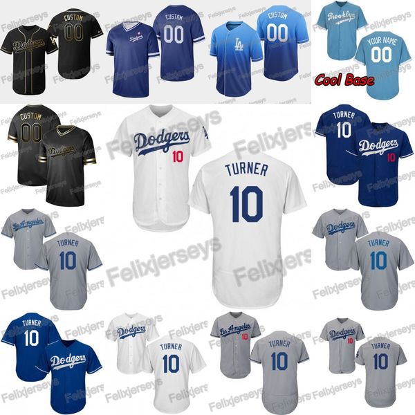 

10 Justin Turner 2019 Golden Edition A.J. Pollock 60th Cody Bellinger Max Muncy Dodgers Joc Pederson Corey Seager Enrique Hernandez Jersey