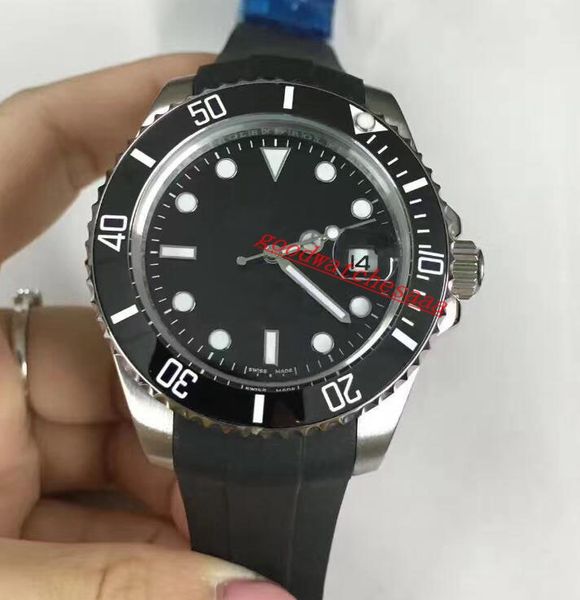 

3 colors sapphire black ceramic bezel rubber strap bands 40mm 116610ln 116610lv 116619lb automatic mechanical mens men watch wa, Slivery;brown