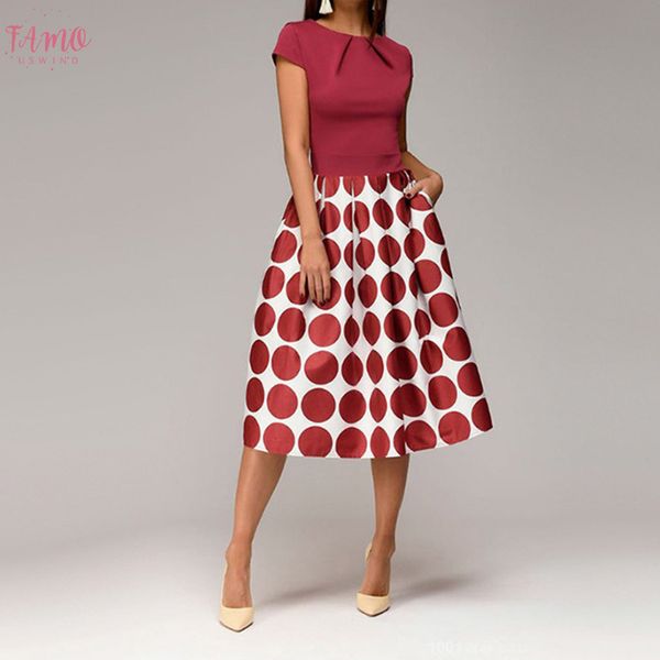 

women dress elegant wave robe femme point pocket sashes knee length splice casual dress print vestidos de fiesta, Black;gray