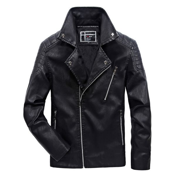 

new leather jacket mens 2019 autumn winter men's fashion motorcycle jacket pu windproof coat male brand clothing l-6xl,ql1782, Black