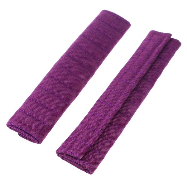 

2 pcs auto car seat belt cover flax seat shoulder pad seatbelt strap cover (purple