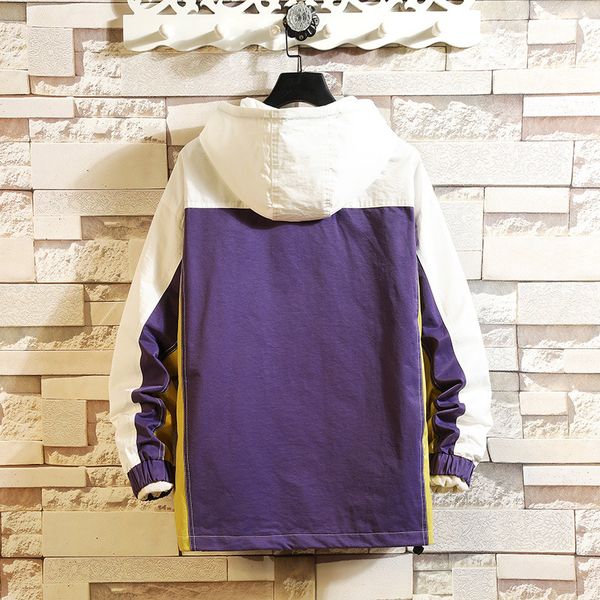 

2020 men's big yards leisure coat boys loose contrast color trench coat fashion handsome windbreaker mens sports windbreaker, Black;brown