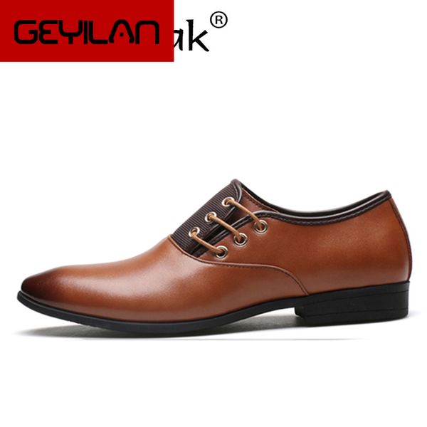 

luxury italian men formal shoes leather brand men dress shoes business oxford for men's flats office, Black