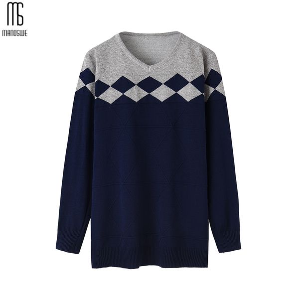 

manoswe осень зима новый v-образный вырез splice мужской пуловер свитер перемычка homme разминка с длинным рукавом o шеи трикотажных свитеро, White;black