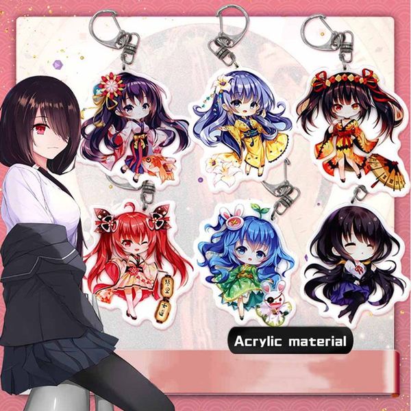 

anime date a live tokisaki kurumi keychain cosplay acrylic key ring pendant gift, Silver