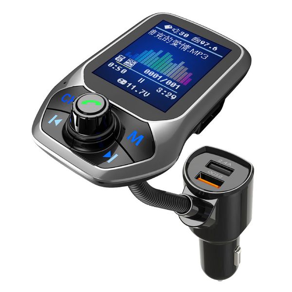 

qc3.0 phone charger fast charging smart charger with big color screen hands-bluetooth car mp3 music player fm transmitter