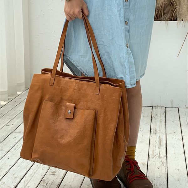 

new genuine leather bag women handbag retro cowhide female briefcase large-capacity multi-compartment soft leather shoulder bag