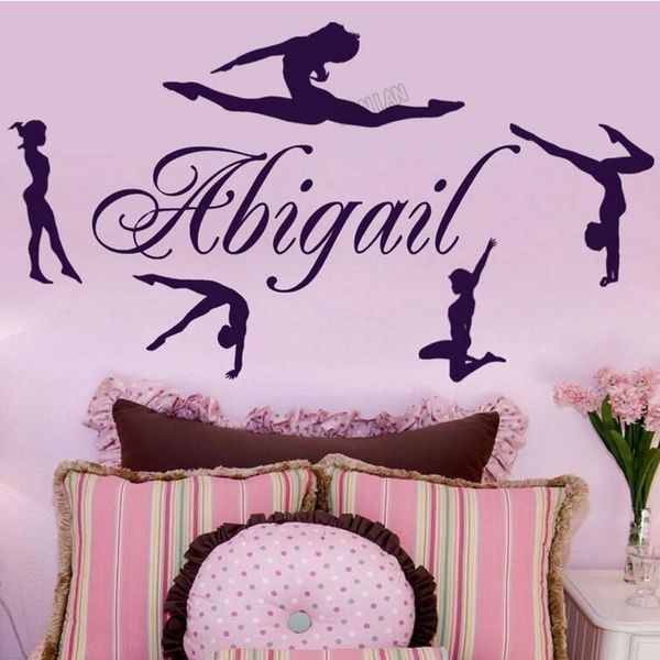 Personalized Name Wall Decal For Bedroom Diy Girls Gymnastic Dance Wall Sticker Decor Nursery Kids Room Self Adhesive Y011 Stickers For Decorating