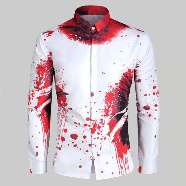 

mens autumn shirts office printing long sleeve casual fashion business plus size slim fit male t-shirt, White;black