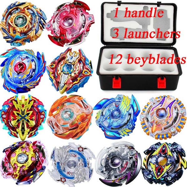

12pcs beyblades +3pcs launchers+1pc handle metal fusion bay blades arena 4d bey blade launcher spinning beyblade toys for kids toys