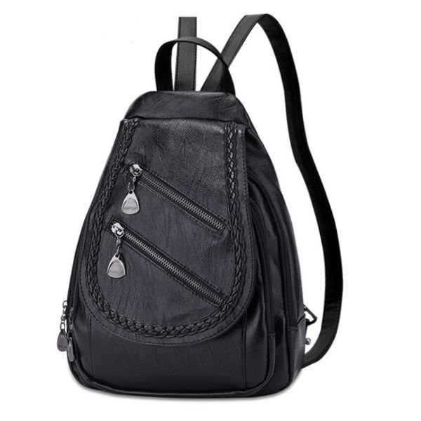 

2019 new fashion backpack women's solid color travel backpack korean version pu soft leather tide fashion casual