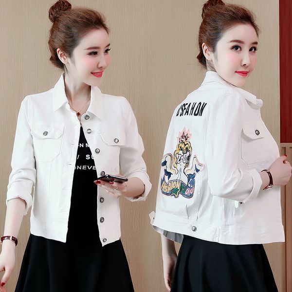 

coats and jackets women spring and autumn korean version of denim jacket women's new loose long-sleeved jacket, Black;brown