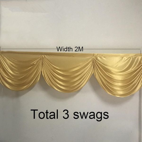 2m 3 Perde Swags Altın Düğün Backdop Perde Swag Drapery Swags Etkinlik Partisi Dekorasyonu için Küçük Masa Etek Swag 2838