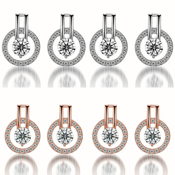 

fully-jewelled ear nail round woman fund earring lover eye and ear nail diamond earrings women double sided earrings designer fashion, Silver