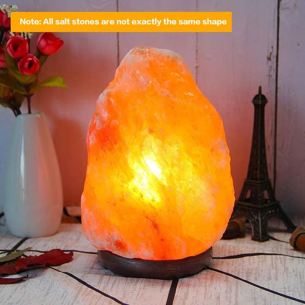 

brelong br-0010 himalayan crystal salt rock lamp gift table lamp night light natural shape with wooden bottom dimmer switch line