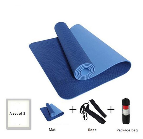 

equipment 6mm no-slip yoga tpe sports gym mat fitness esterilla pilates gymnastics camping colchonete pad with bag bandage kg-46