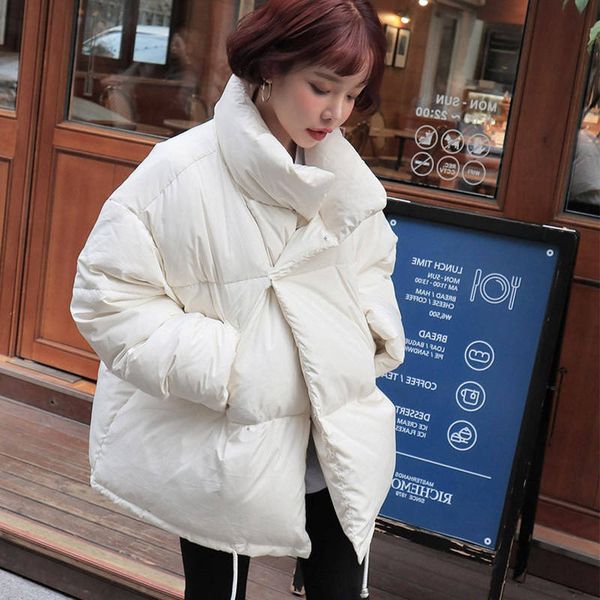

white stand collar winter jacket women oversized coats thick parkas mujer warm cotton winter coat women students outerwear c5735, Black