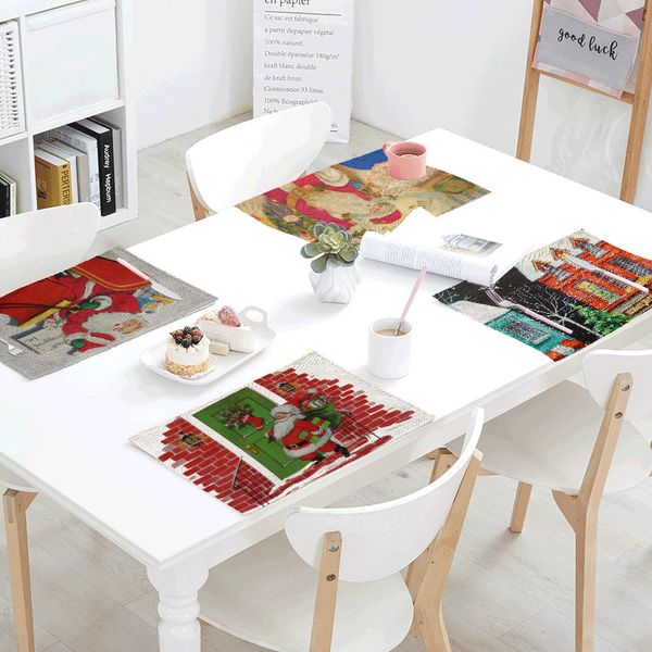

merry christmas decorations santa claus dining mat snowman elk mat navidad decorations noel happy new year decor 32*42cm