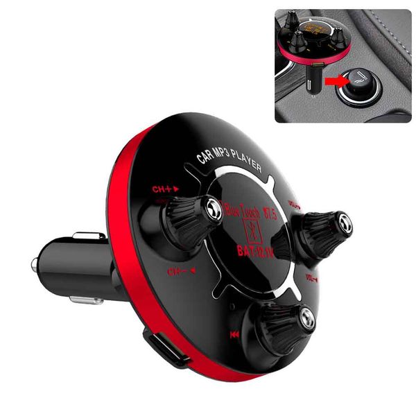 

music radio aux output fm transmitter adapter universal car bluetooth mp3 player intelligent multifunction usb charging tf card