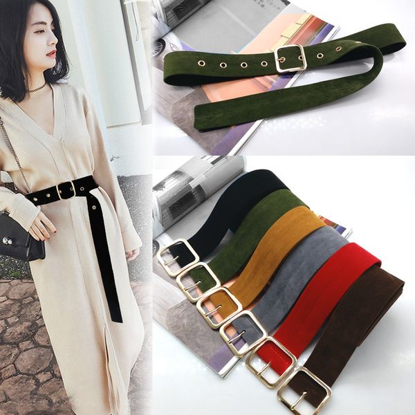 

women long velvet belt knot black waistband buckle decorate belts, Black;brown