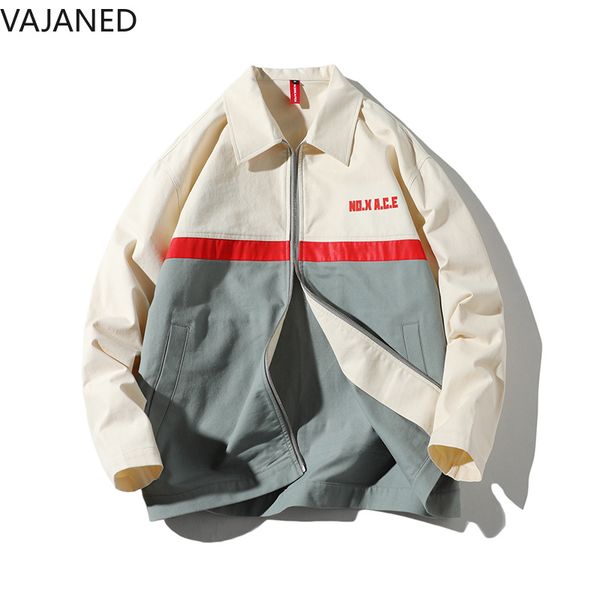

vajaned creative zipper back large pocket stitching high street jacket 2019 spring new stitching men's loose jacket, Black;brown