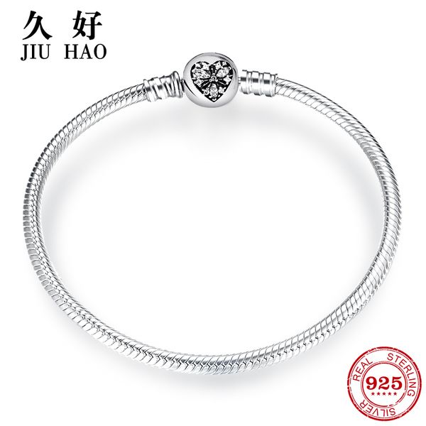 

925 sterling silver charm heart zircont bow tie snake bone chain bracelets diy for fashion jewelry womens accessories trendy, Golden;silver