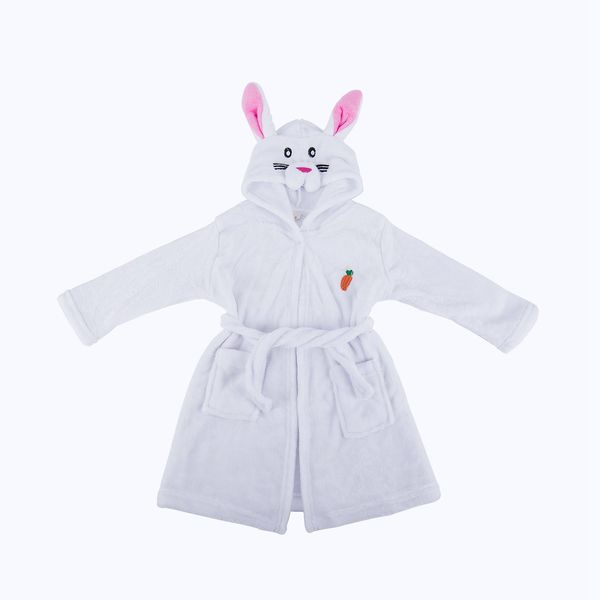 

little girl's flannel bathrobe ,white rabbit,100: 3t