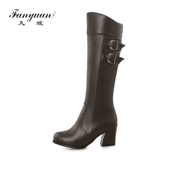 

fanyuan fashion women boots knee high slim boots solid colors riding women elegant comfortable winter shoes size 30-50, Black