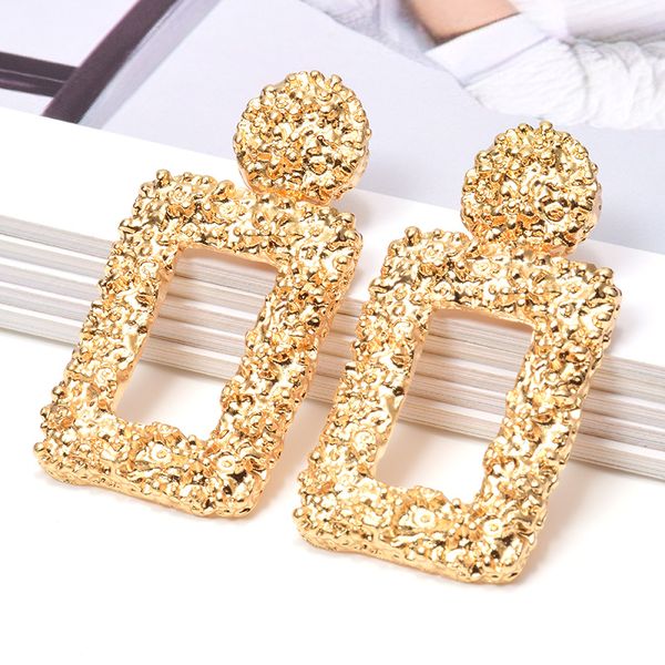 

wholesale new square gold metal dangle earrings fine jewelry accessories for women fashion trend pendientes bijoux gift, Silver