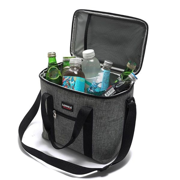 

38# 10l women men canvas lunch bags multi-function picnic beach camping insulation carry on shoulder bag 20l picnic lunch bags, Blue;pink